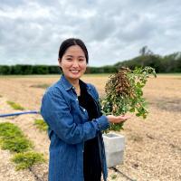 Student  holding peanuts