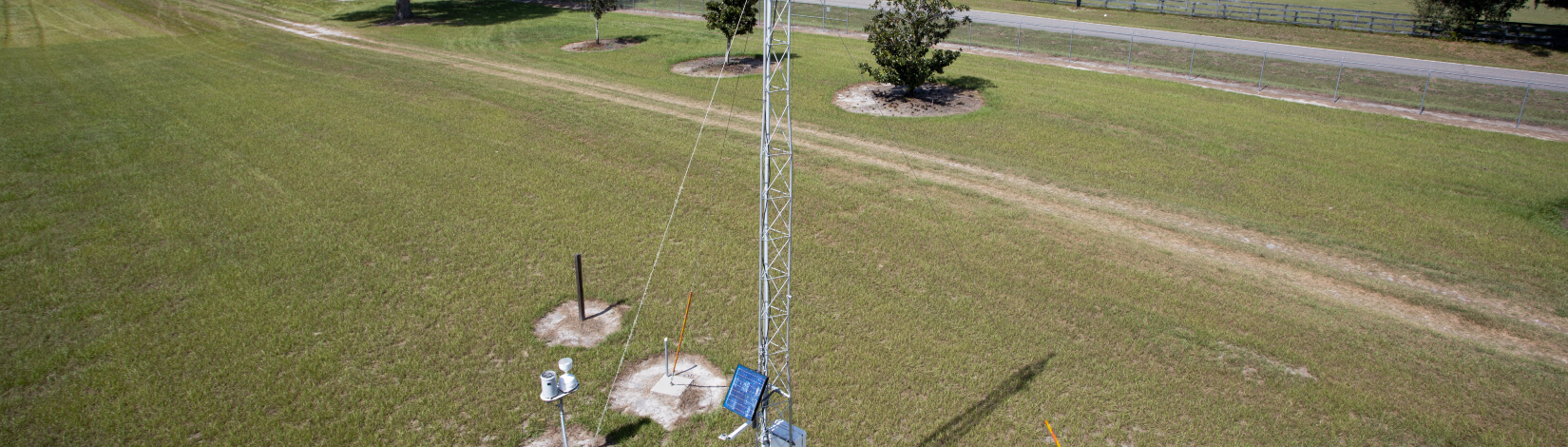 FAWN weather station tower at the Plant Science Research and Education Unit